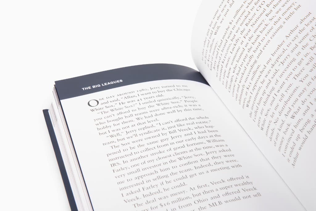 Open chapter pages of a hand-bound Biograph volume